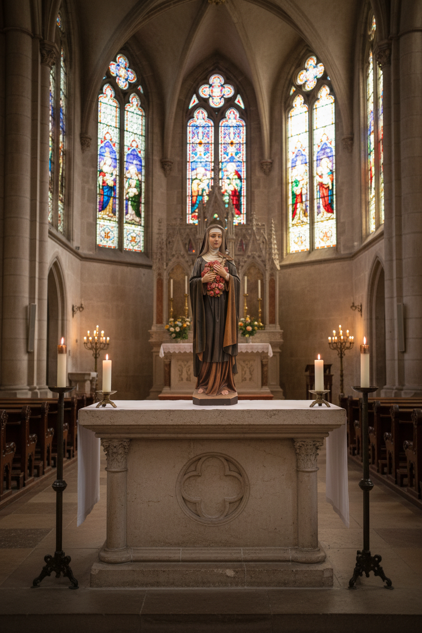 Santa Teresa di Lisieux | Statua in Legno 150 cm Intagliata a Mano – Pezzo Unico