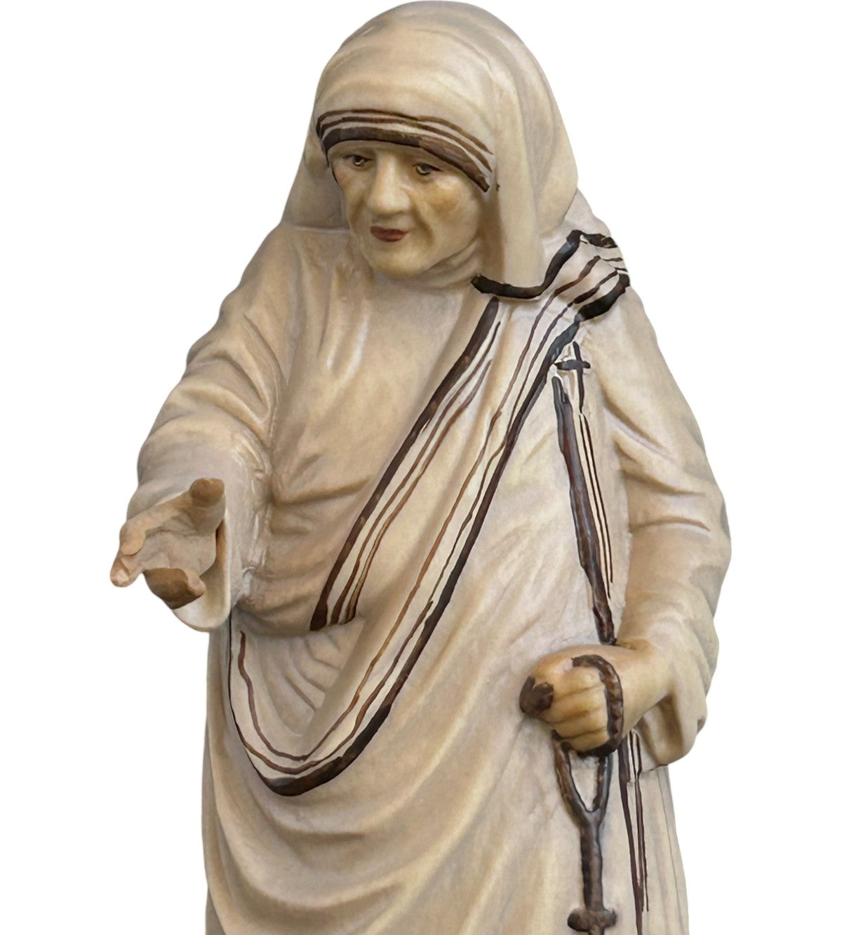 Mutter Teresa von Kalkutta Statue aus Holz - mit Ölfarben lasiert