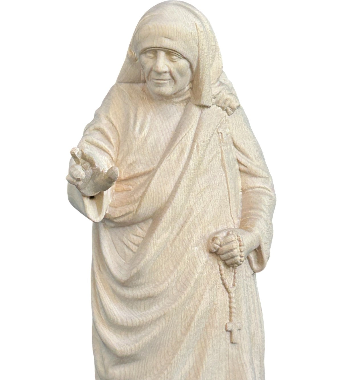 Mutter Teresa von Kalkutta Statue aus Holz - mit Ölfarben lasiert