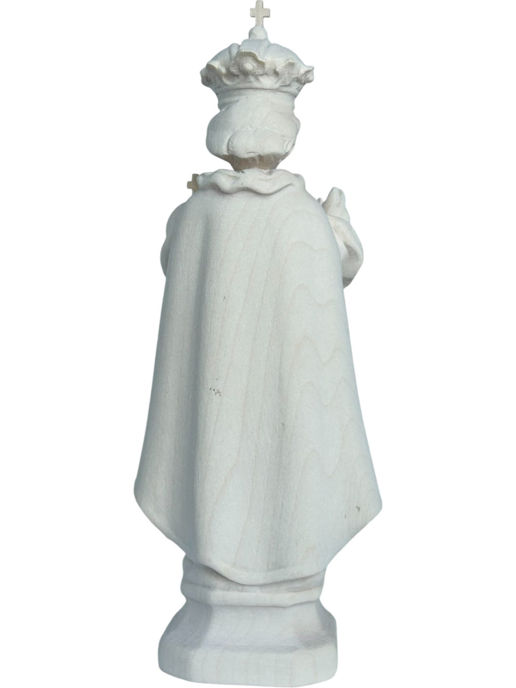 Enfant Jésus de Prague sculpté en bois avec monde