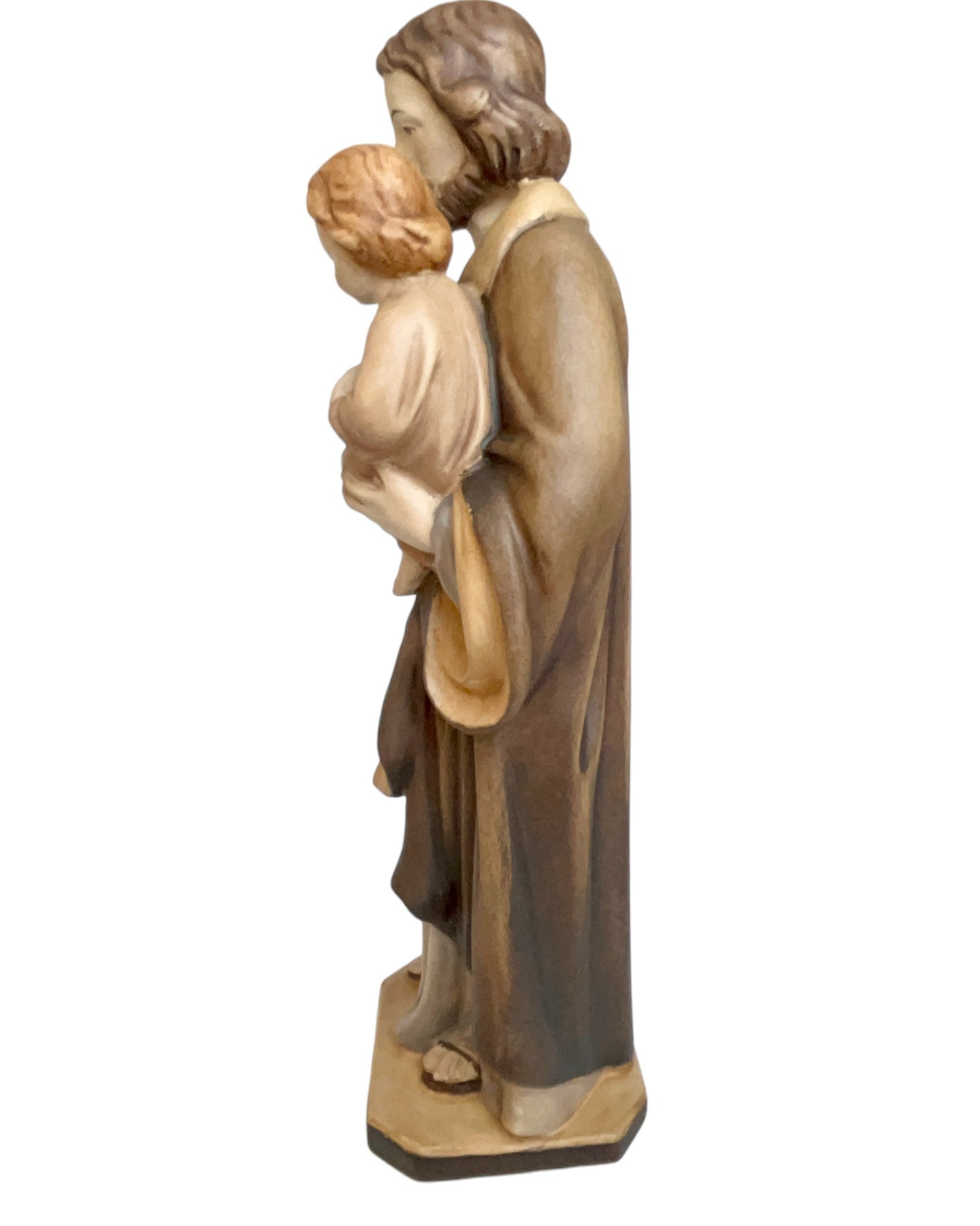 Saint Joseph avec l'enfant Jésus et le lys en bois