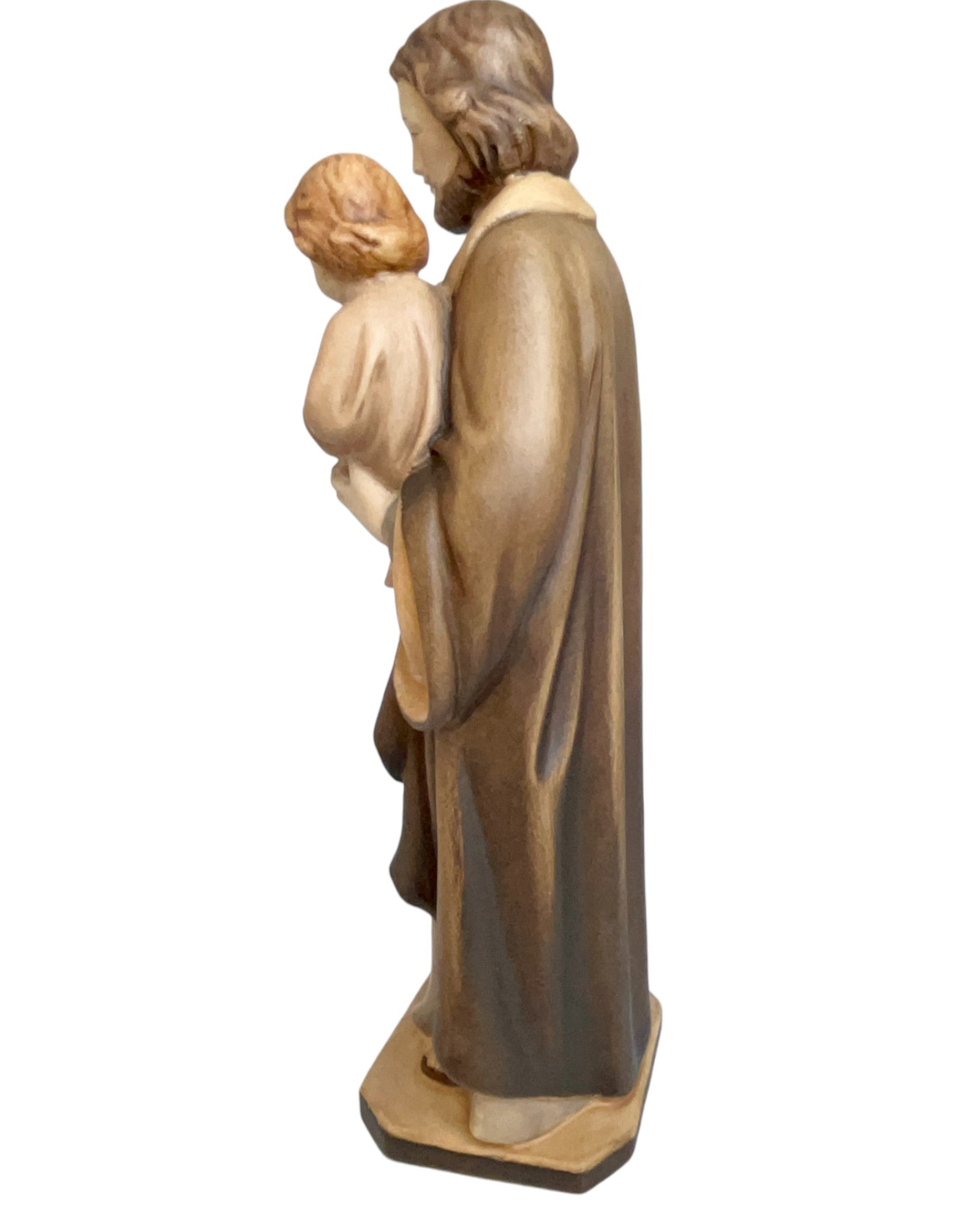 Saint Joseph avec l'enfant Jésus et le lys en bois