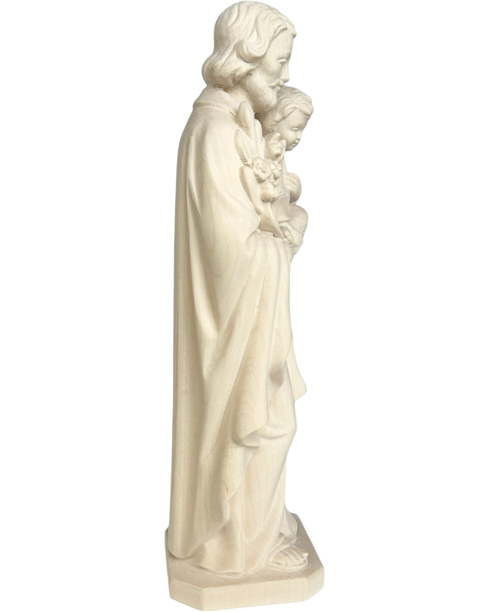 Saint Joseph avec l'enfant Jésus et le lys en bois