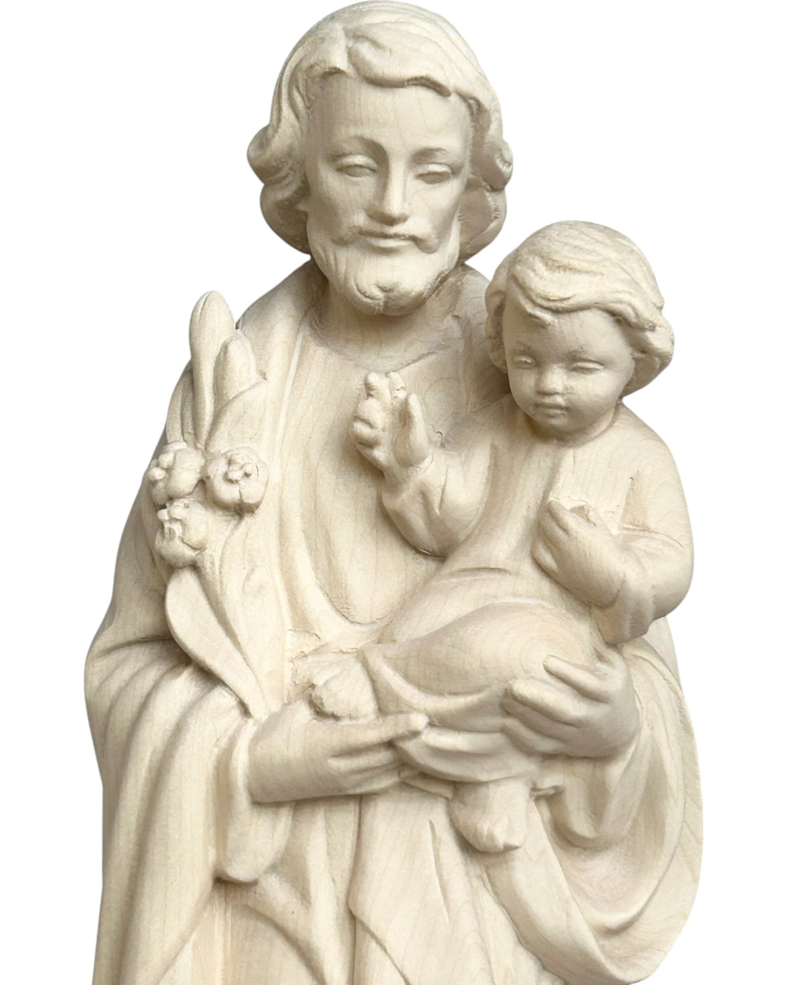 Saint Joseph avec l'enfant Jésus et le lys en bois