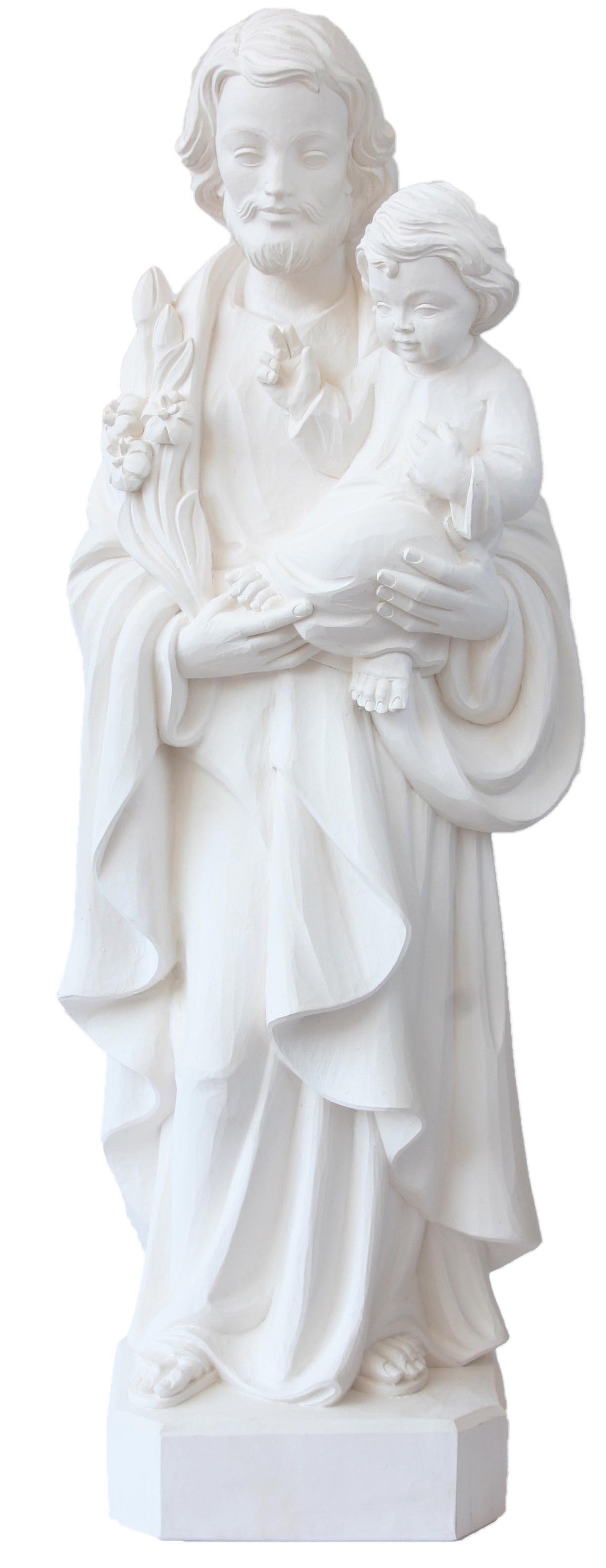 St. Joseph avec lys en fibre de verre
