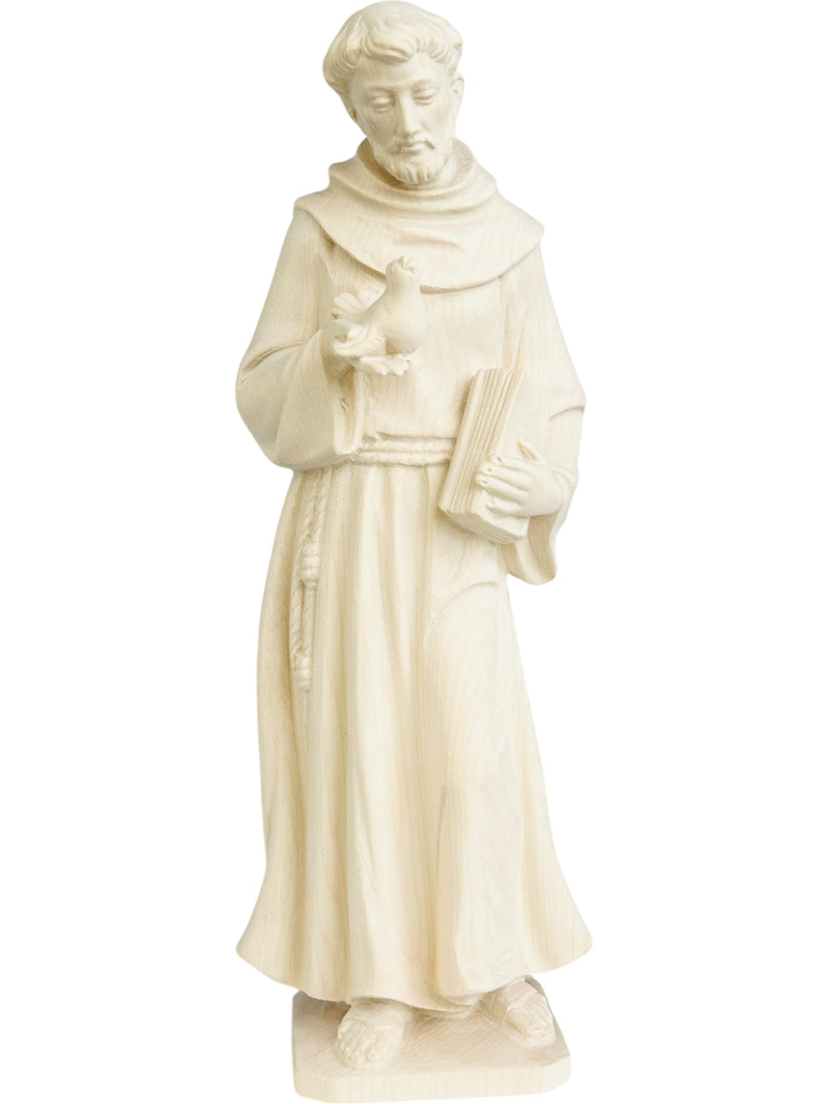 Saint Francis from Assisi with doves wood carved statue - color