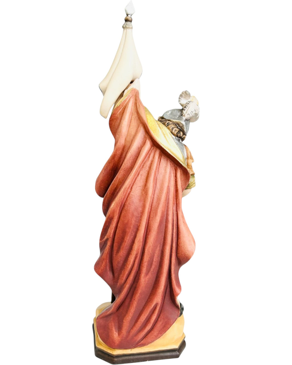 Saint Florian with Flag wood carved statue - color