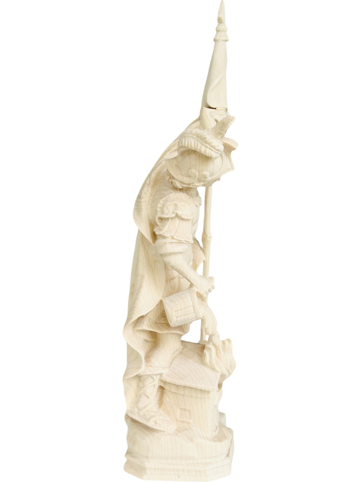 Saint Florian sculpté en bois avec drapeau