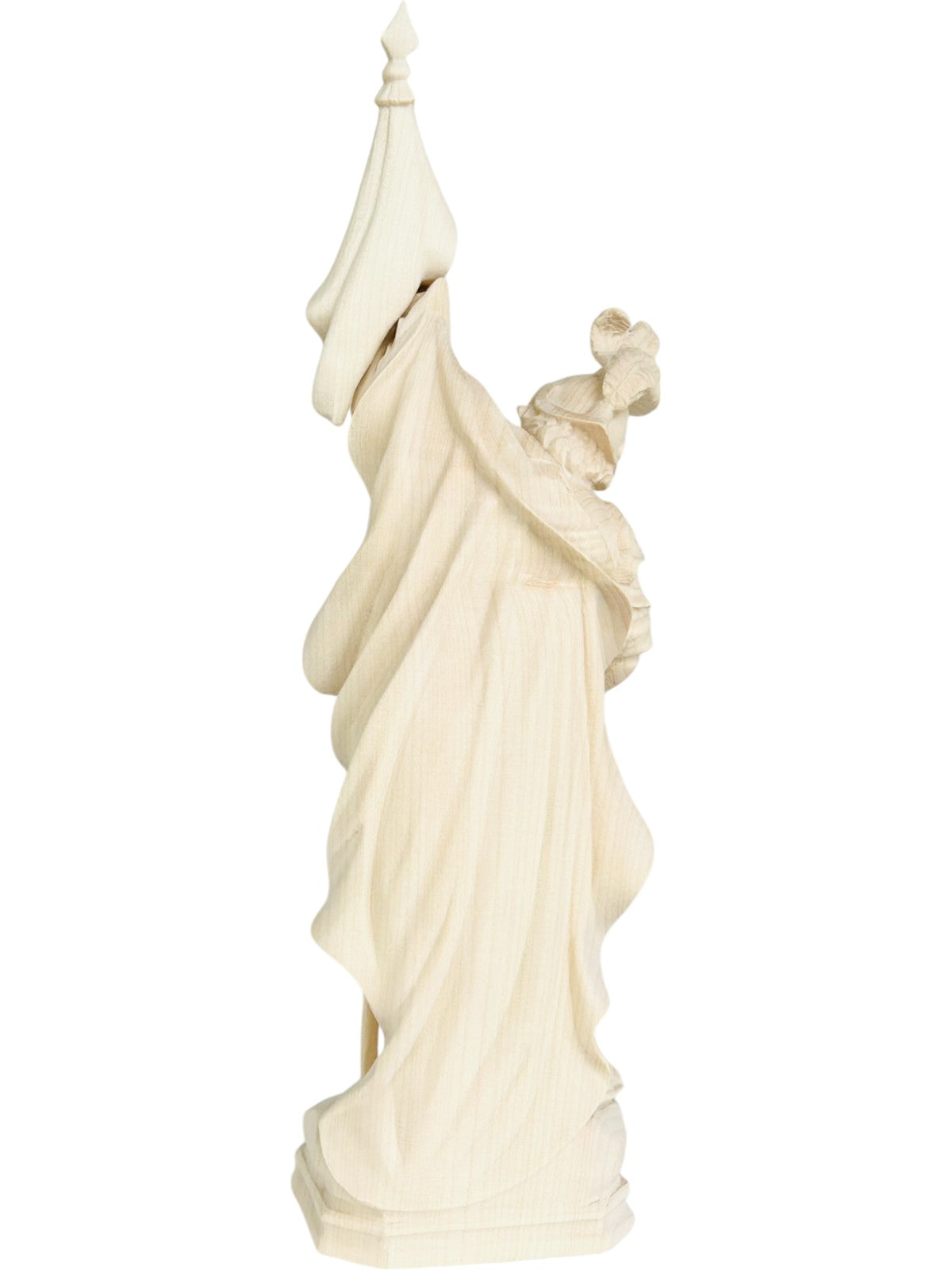 Saint Florian sculpté en bois avec drapeau