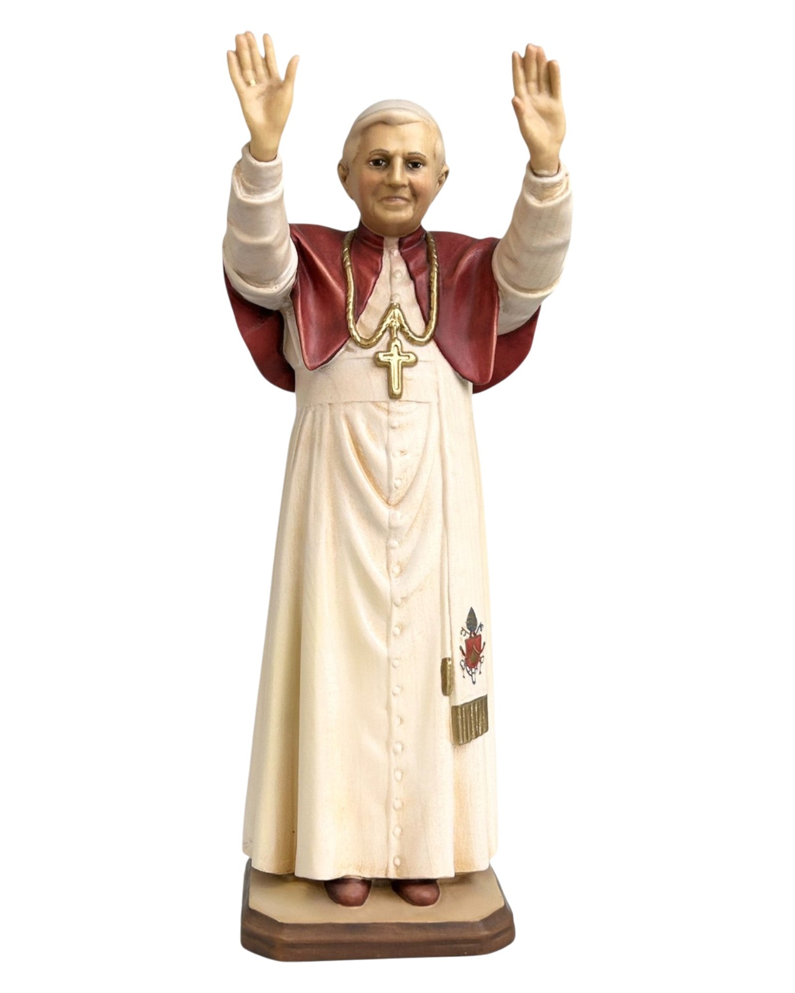 Pope Benedict XVI wood carved statue - color