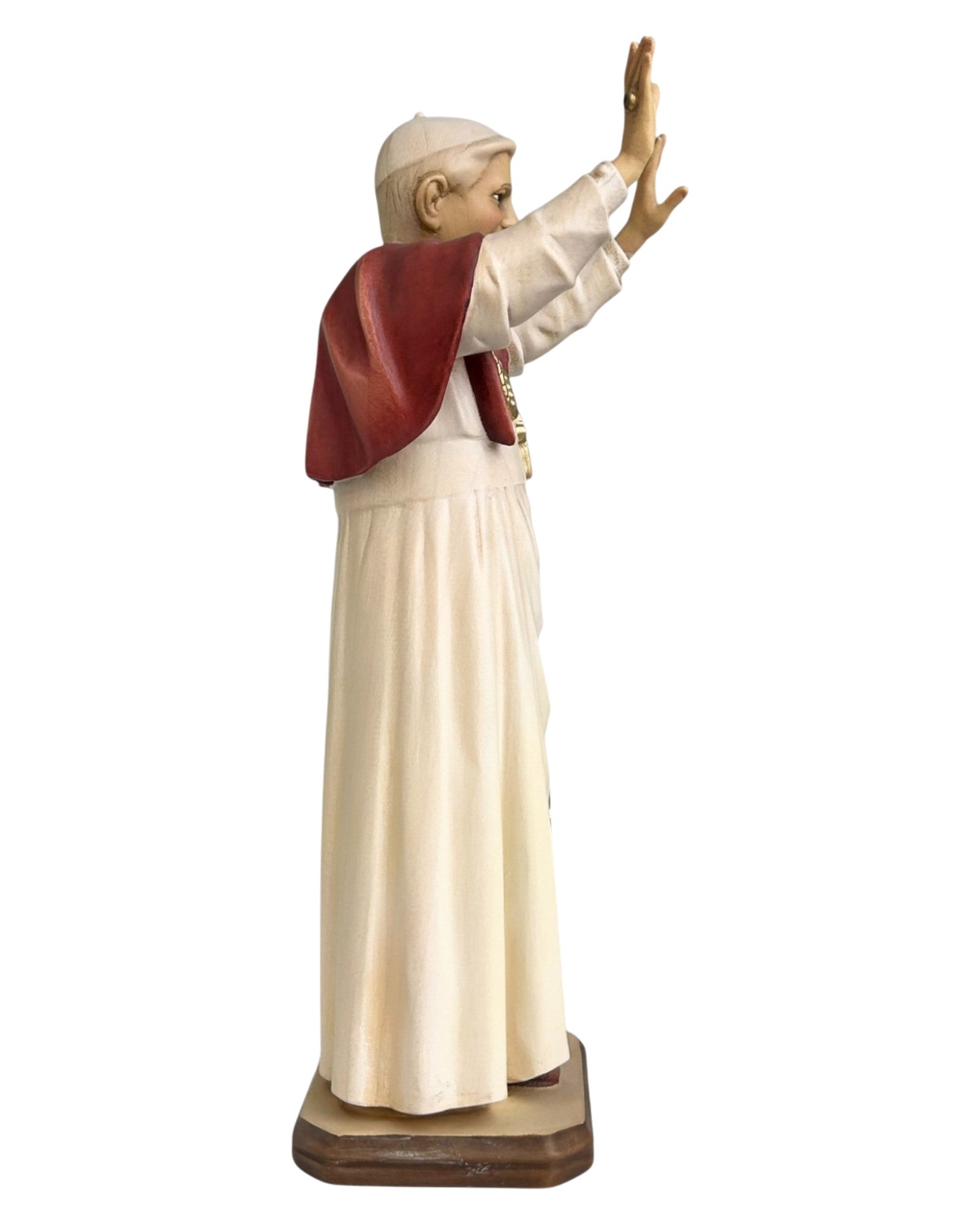 Pope Benedict XVI wood carved statue - color