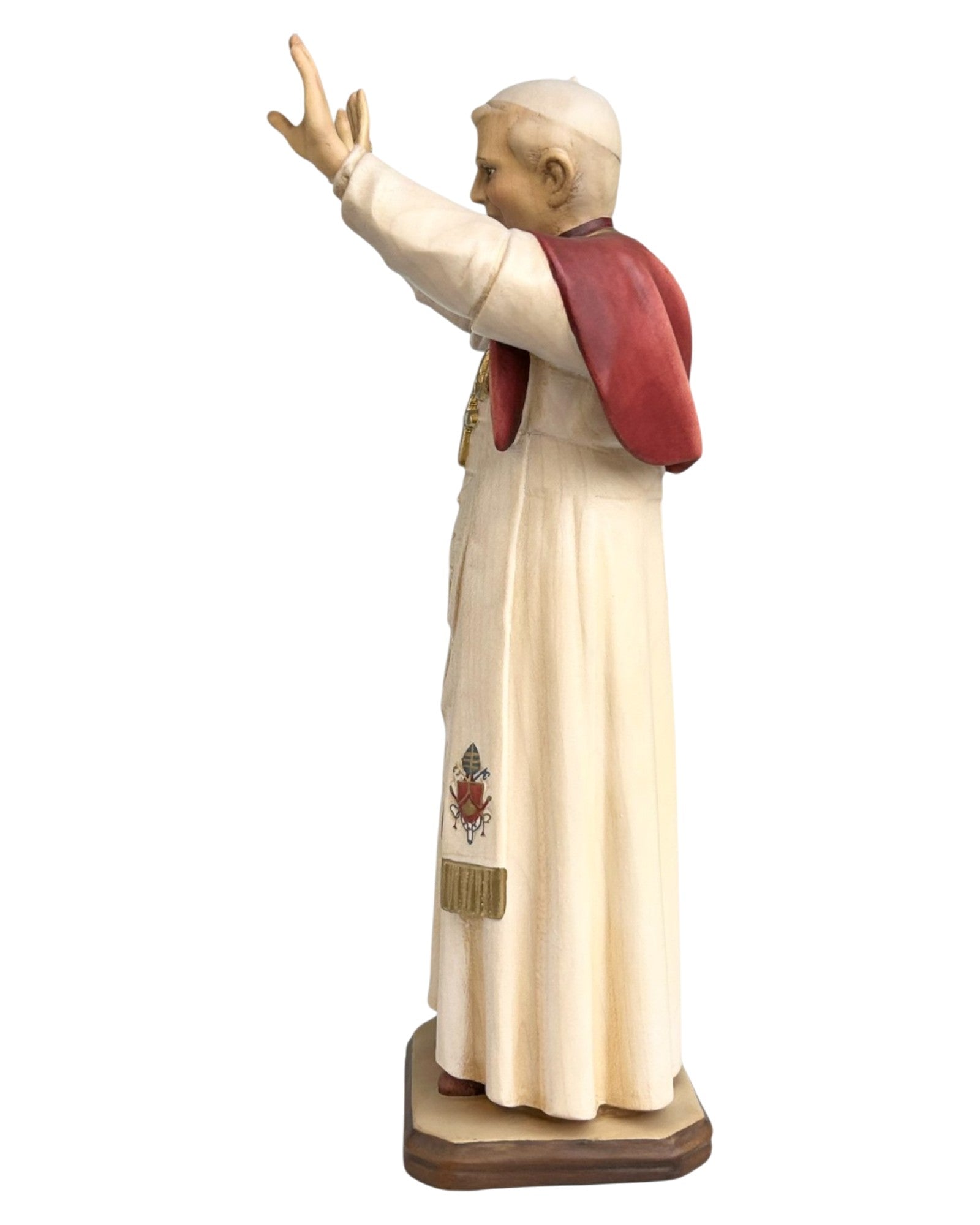 Pope Benedict XVI wood carved statue - color