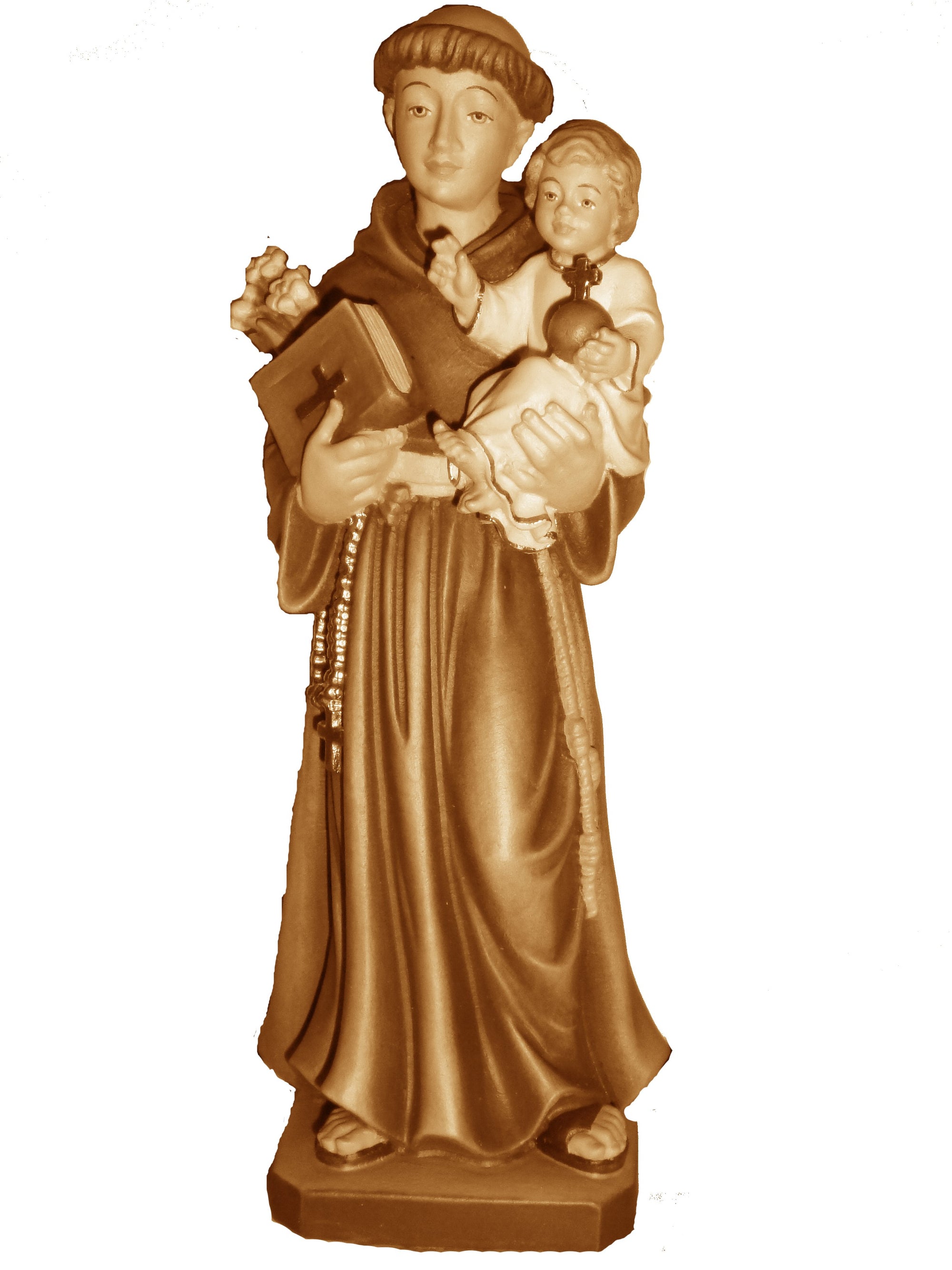 S. Statuette d'Antoine de Padoue sculptée en bois