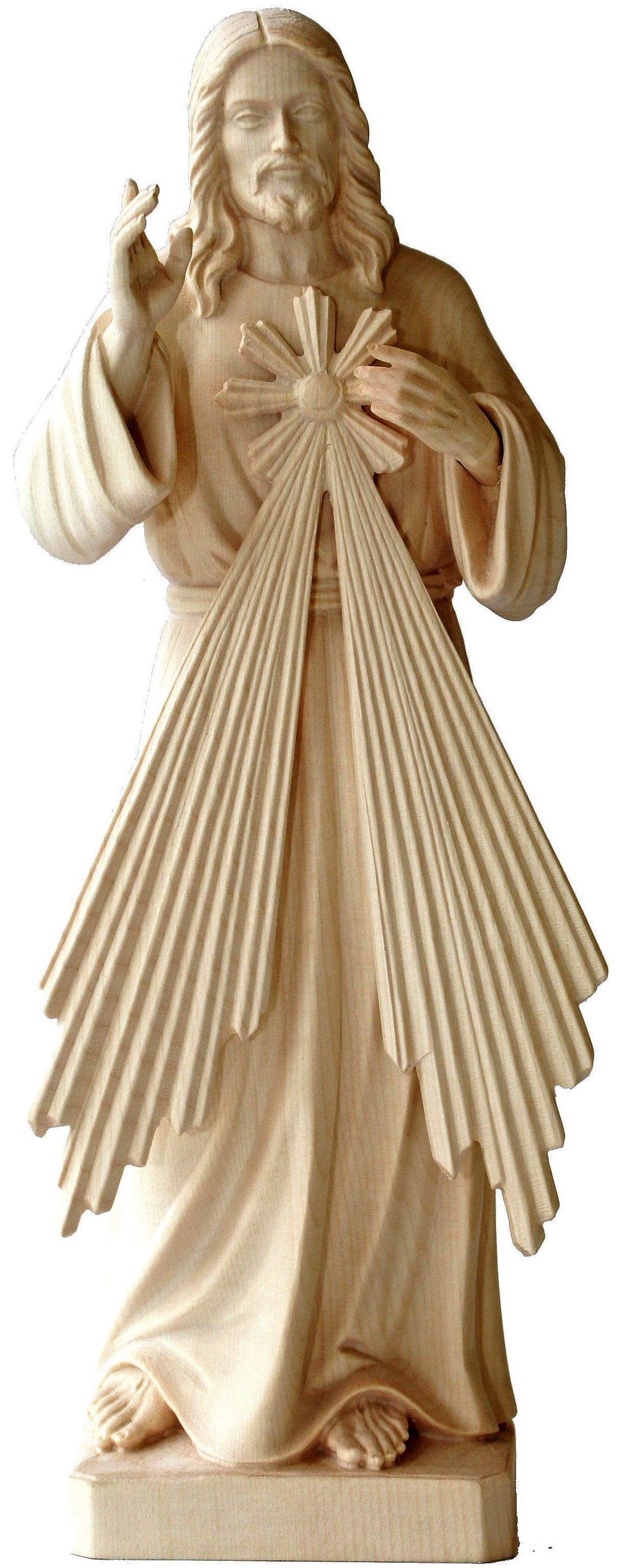 Jésus miséricordieux avec rayons de lumière en bois