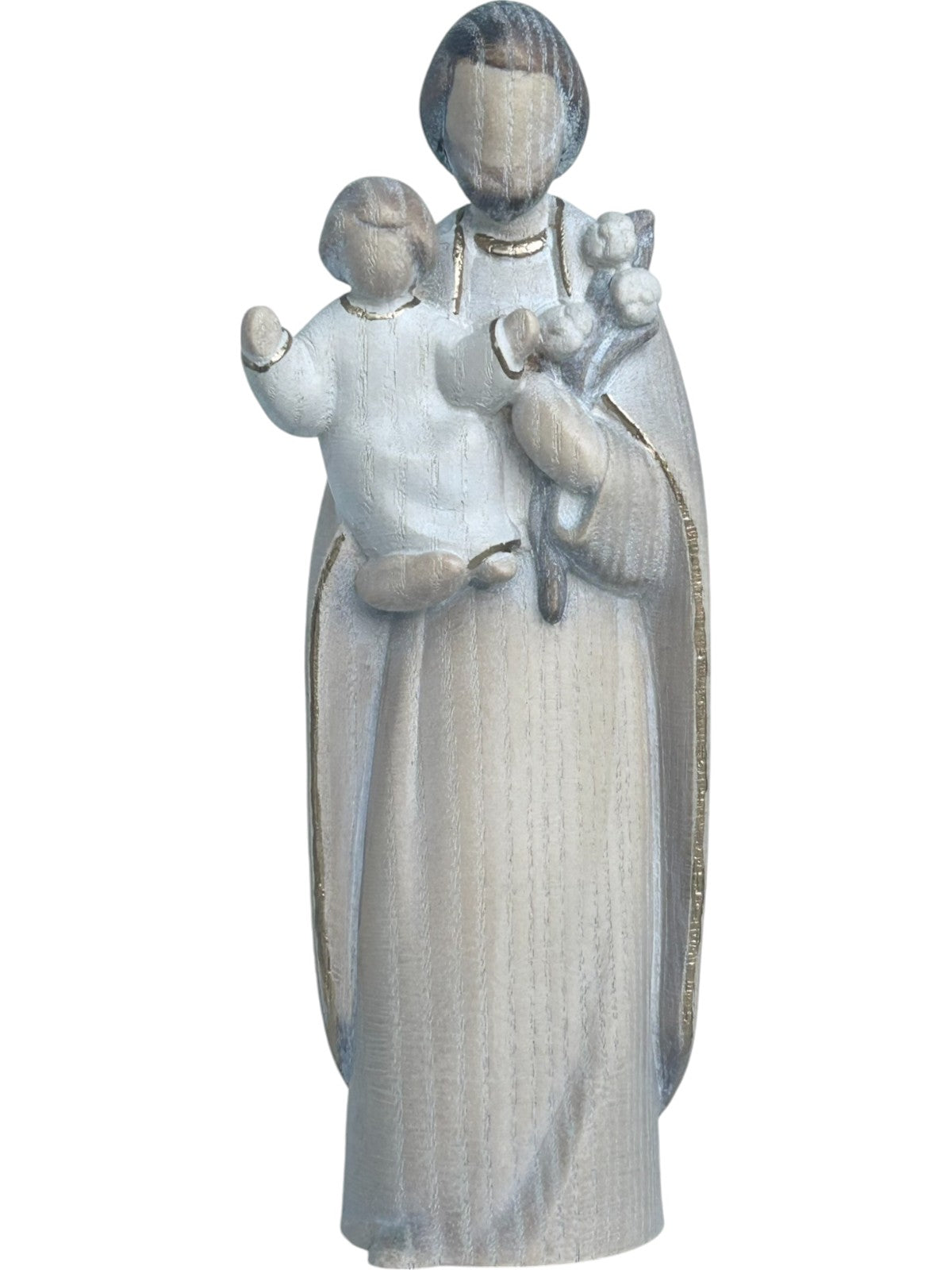 Saint Joseph avec l'enfant Jésus et le lys en bois