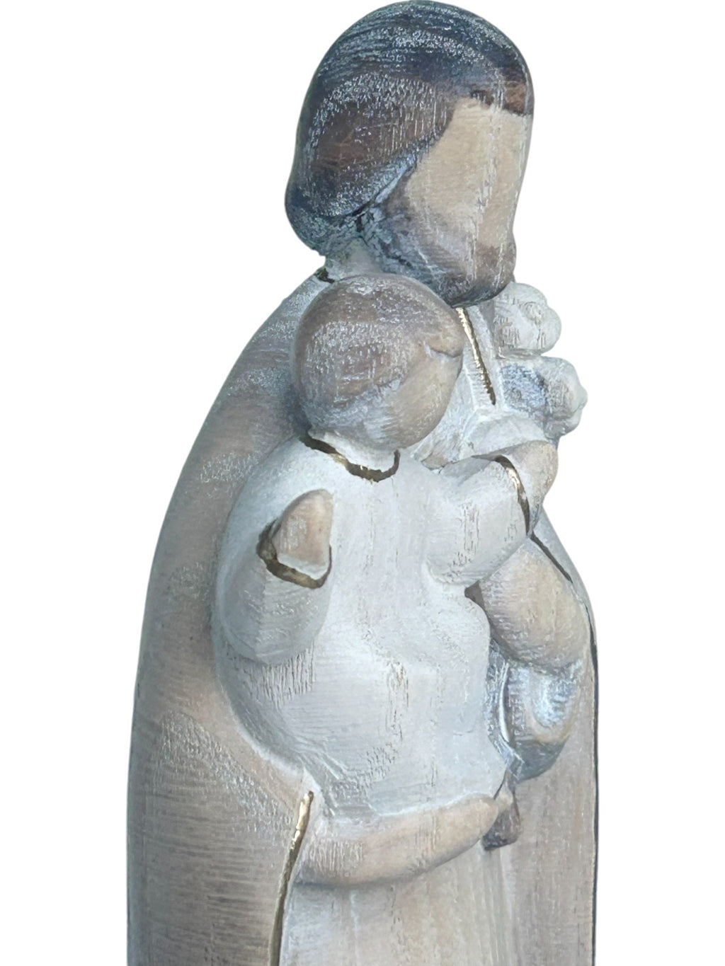 Saint Joseph avec l'enfant Jésus et le lys en bois