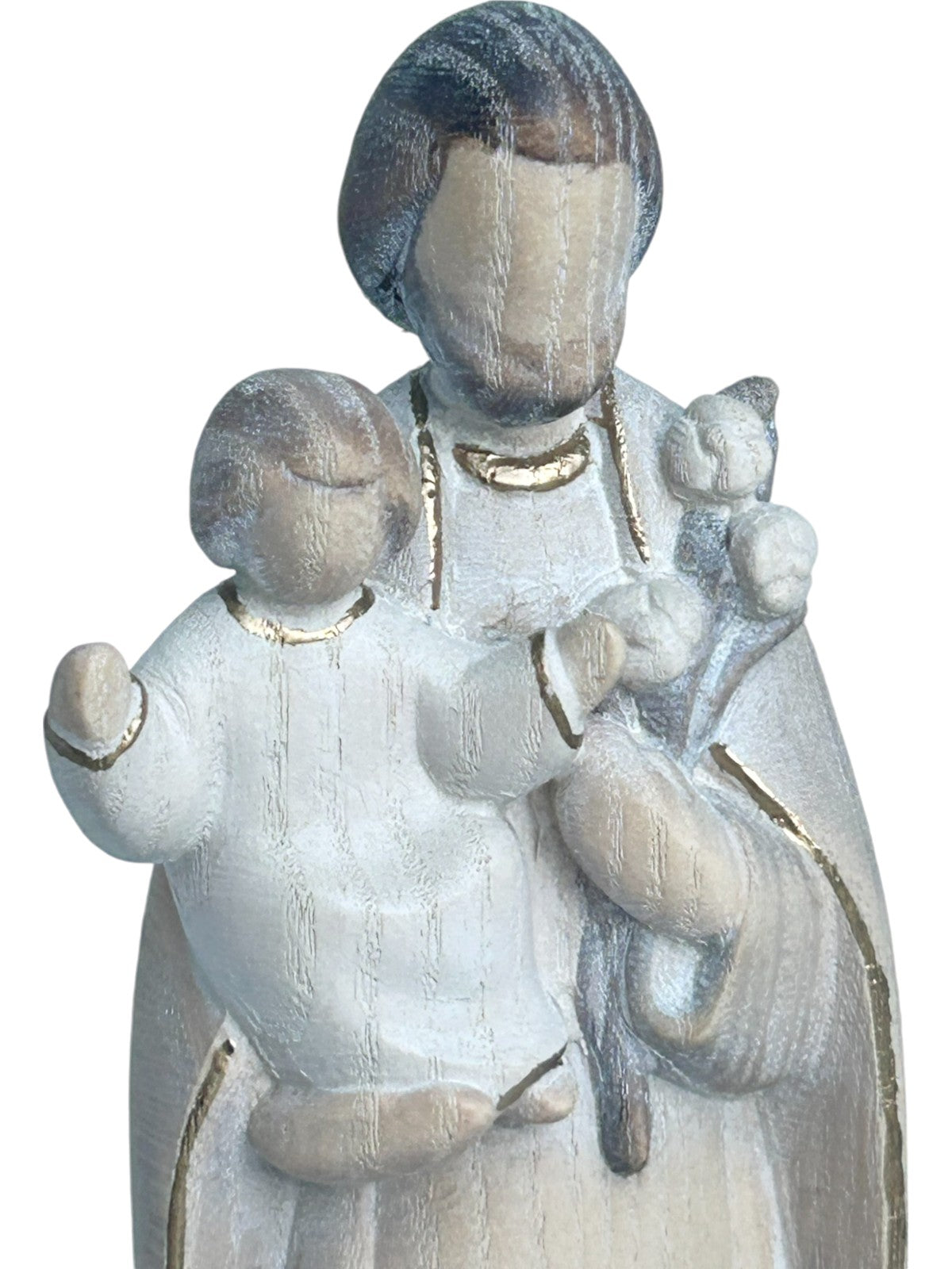 Saint Joseph avec l'enfant Jésus et le lys en bois