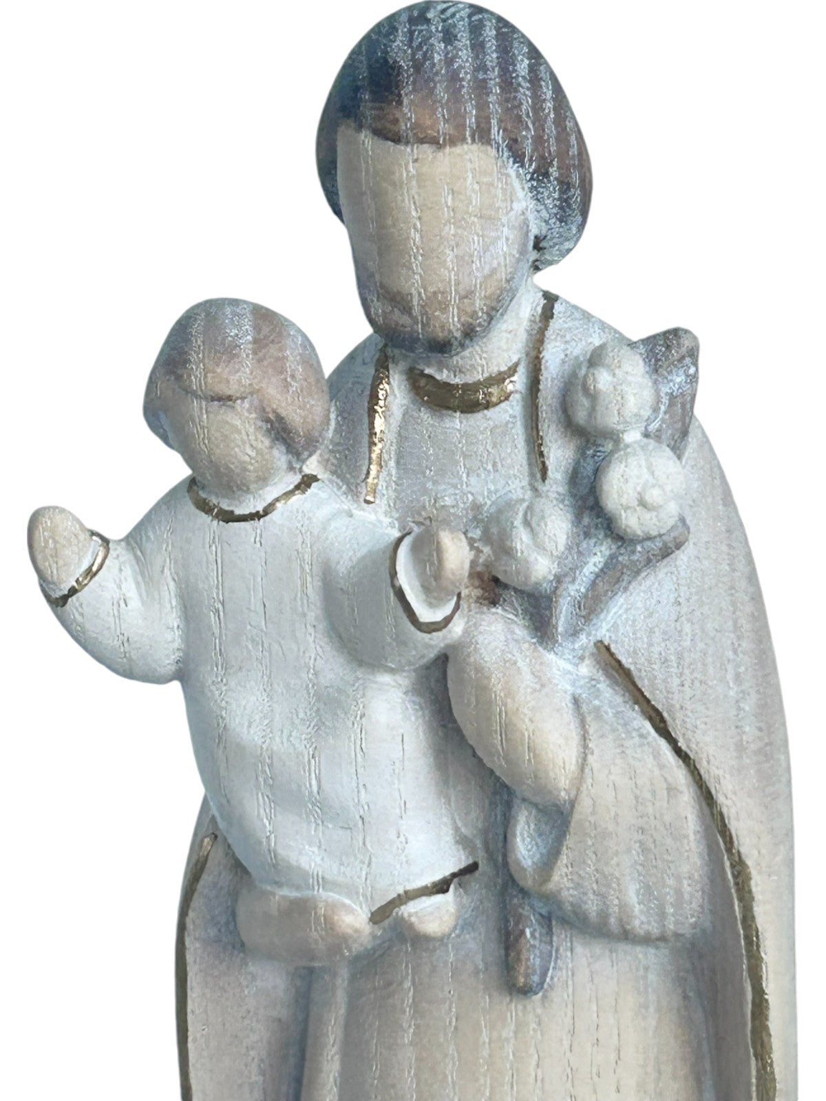 Saint Joseph avec l'enfant Jésus et le lys en bois