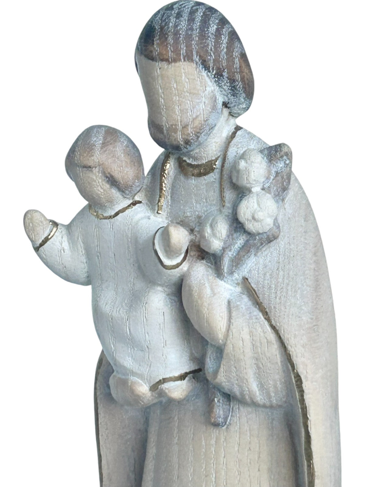Saint Joseph avec l'enfant Jésus et le lys en bois