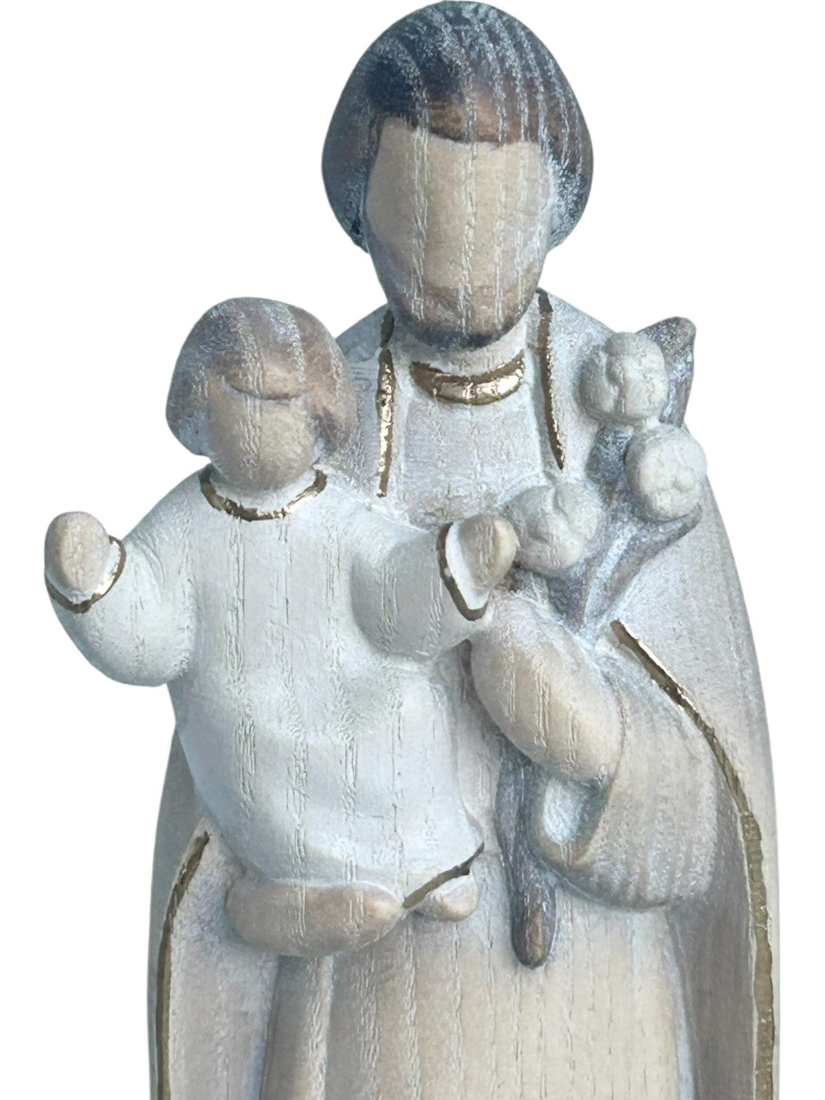 Saint Joseph avec l'enfant Jésus et le lys en bois