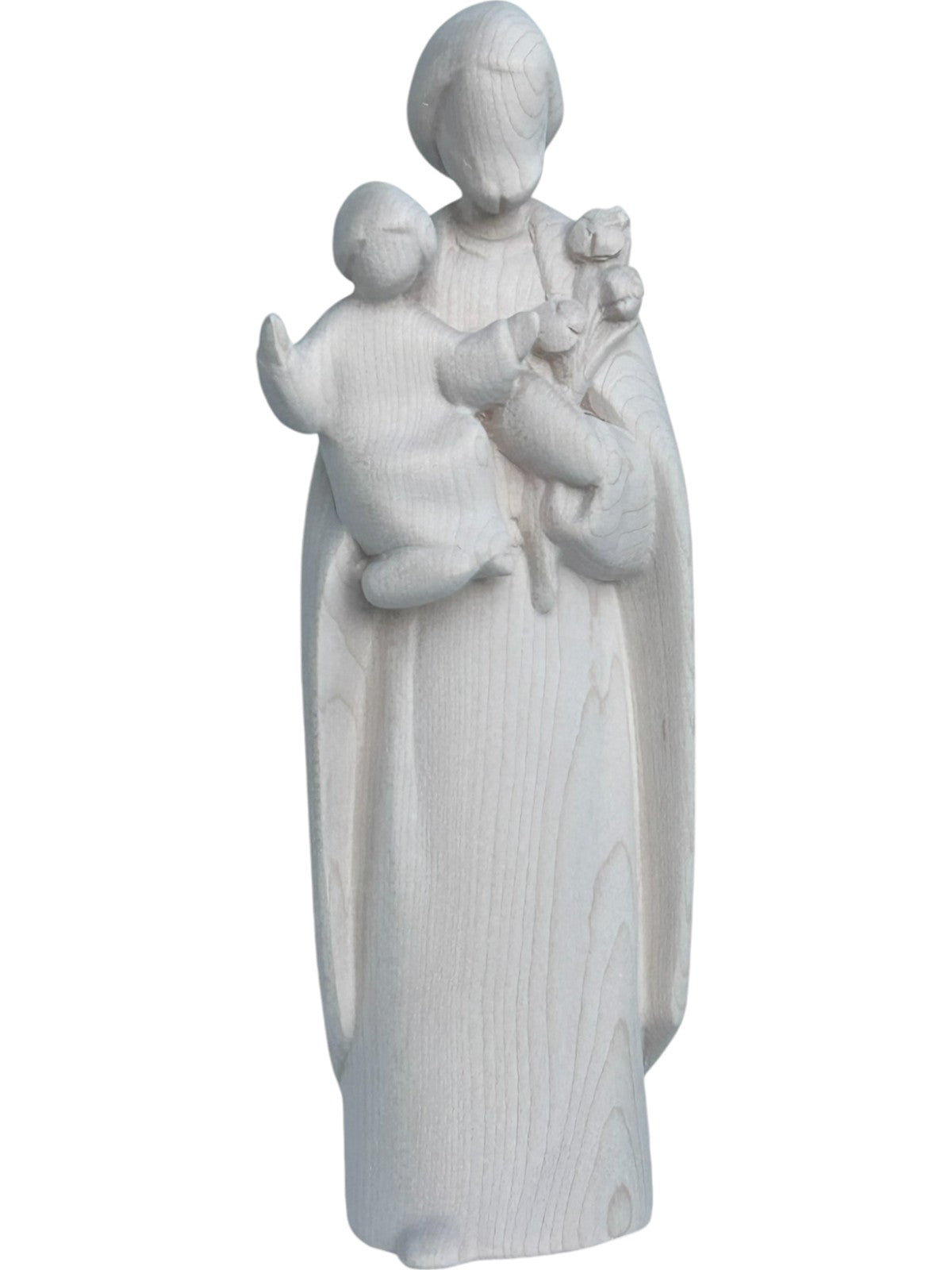 Saint Joseph avec l'enfant Jésus et le lys en bois