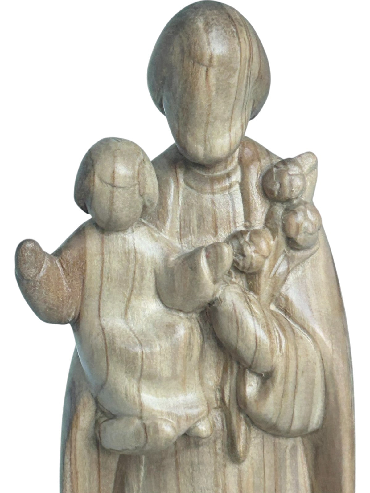 Saint Joseph avec l'enfant Jésus et le lys en bois