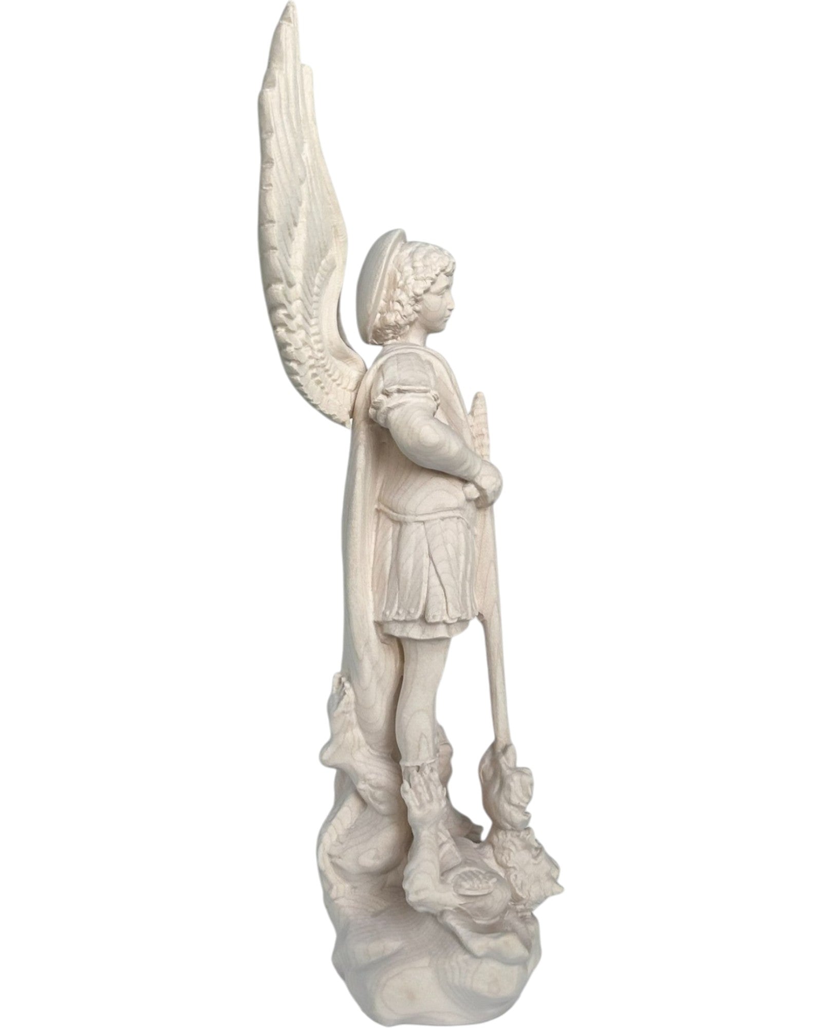 Saint Michel Archange avec épée et diable en bois