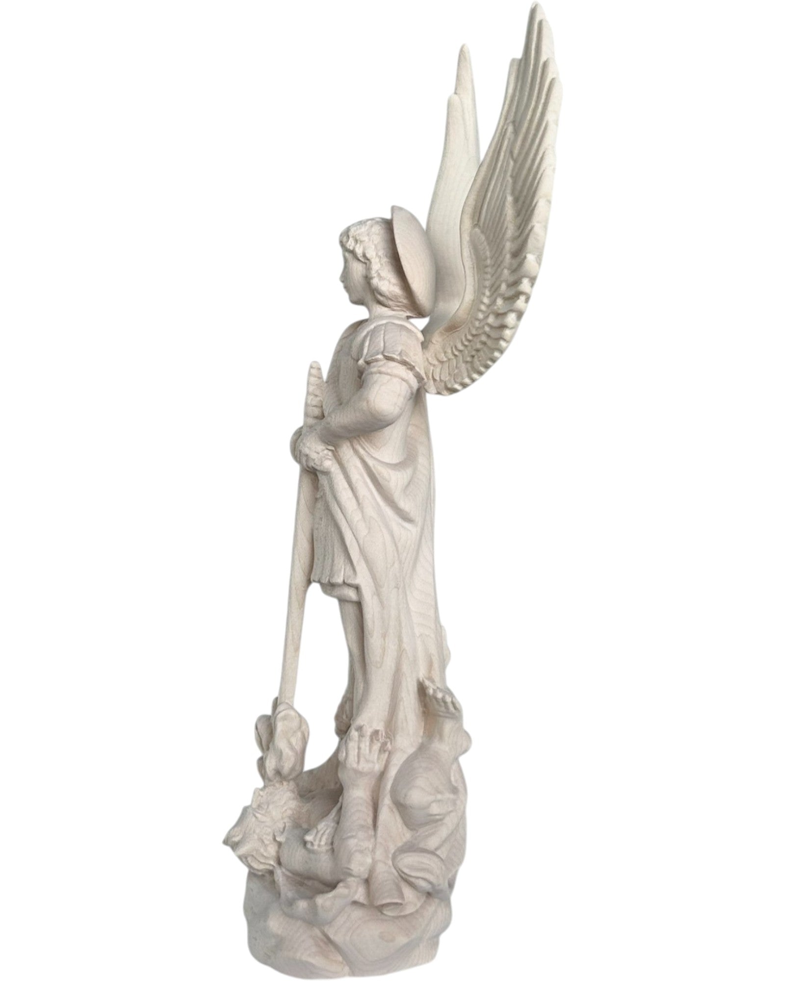 Saint Michel Archange avec épée et diable en bois