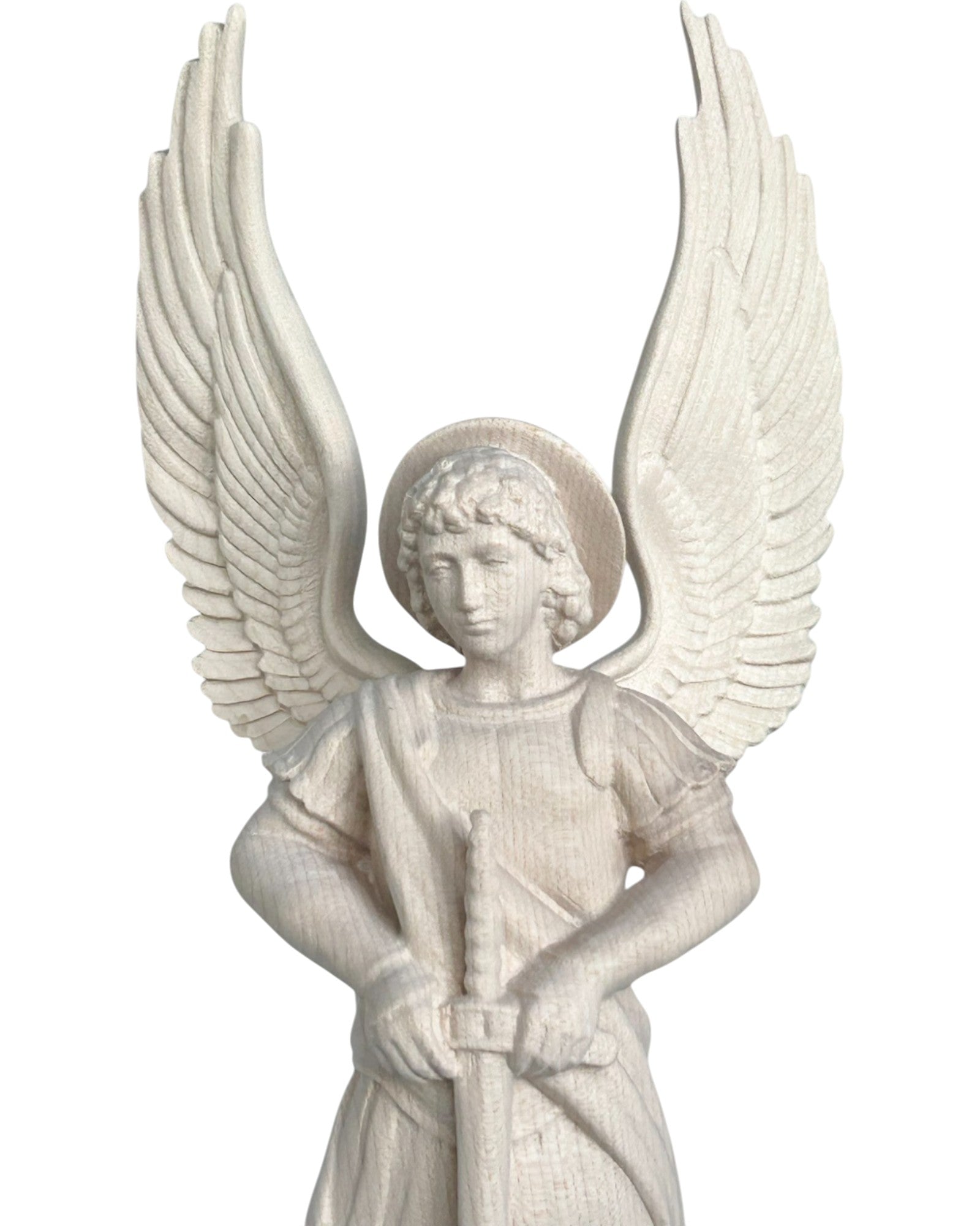 Saint Michel Archange avec épée et diable en bois