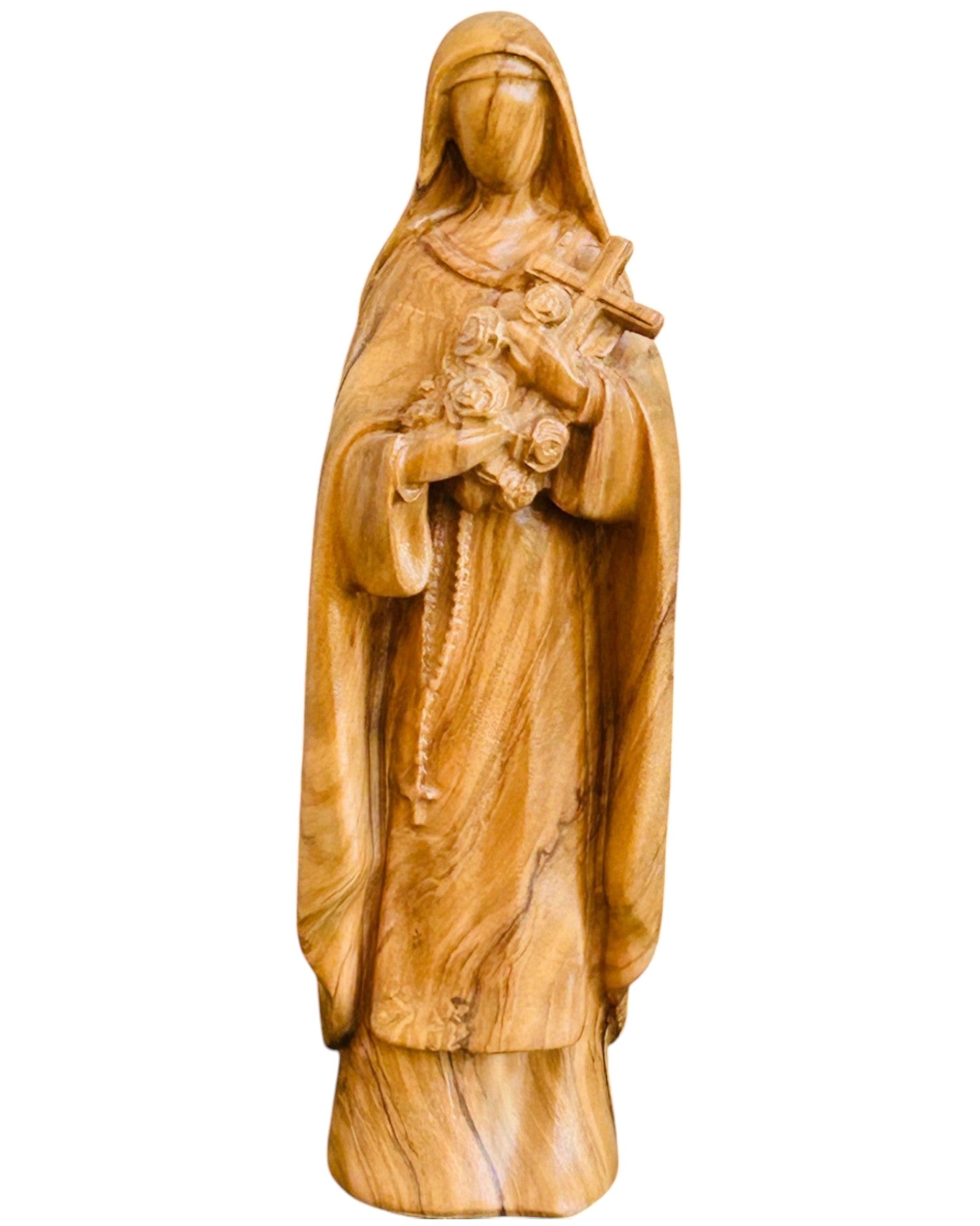 Heilige Teresa von Lisieux aus Holz - mit Ölfarben lasiert