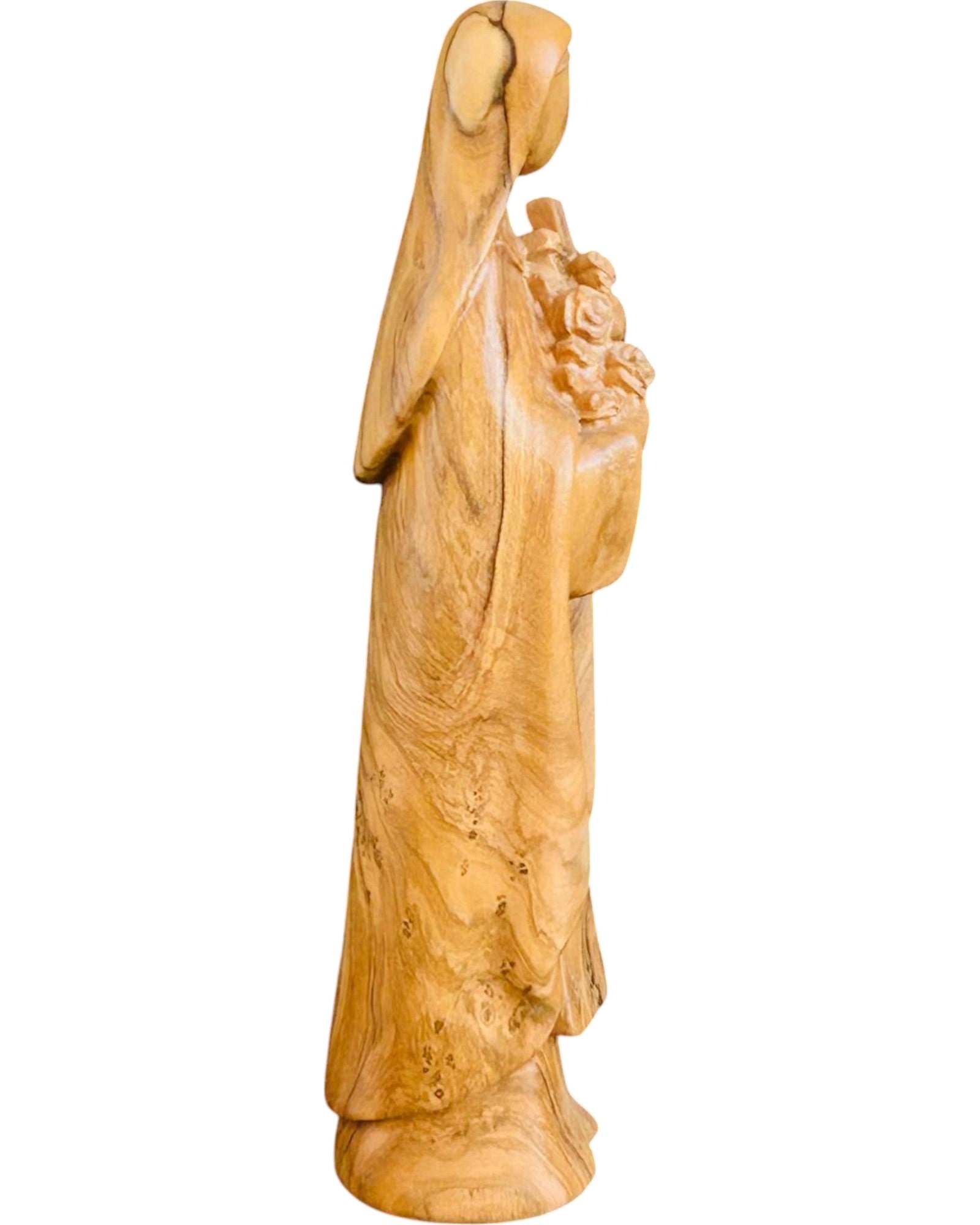 Heilige Teresa von Lisieux aus Holz - mit Ölfarben lasiert