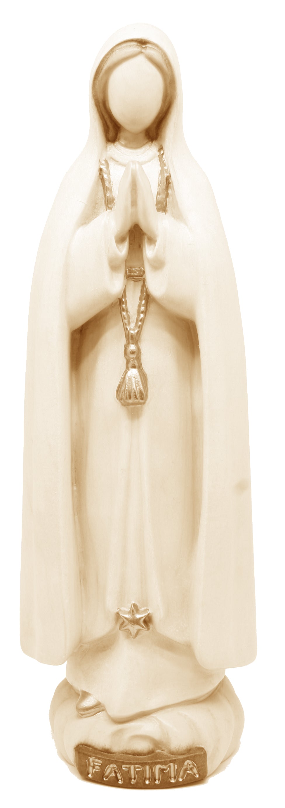 Fatima Madonna aus Holz modern - mit Ölfarben lasiert