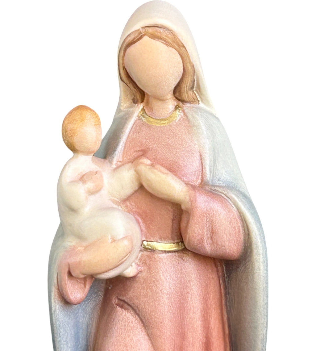 Vierge à l'enfant, style moderne en bois
