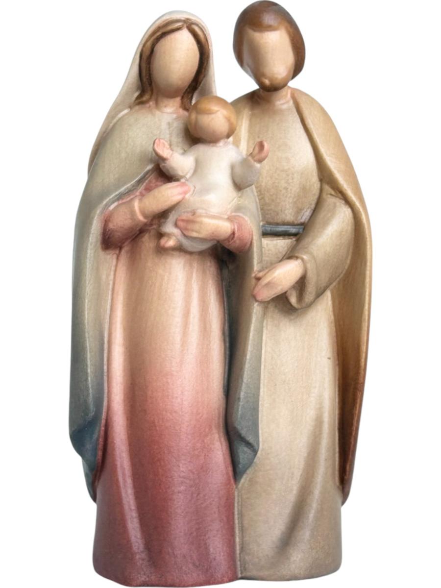 Blockkrippe Heilige Familie aus Holz - mit Ölfarben lasiert