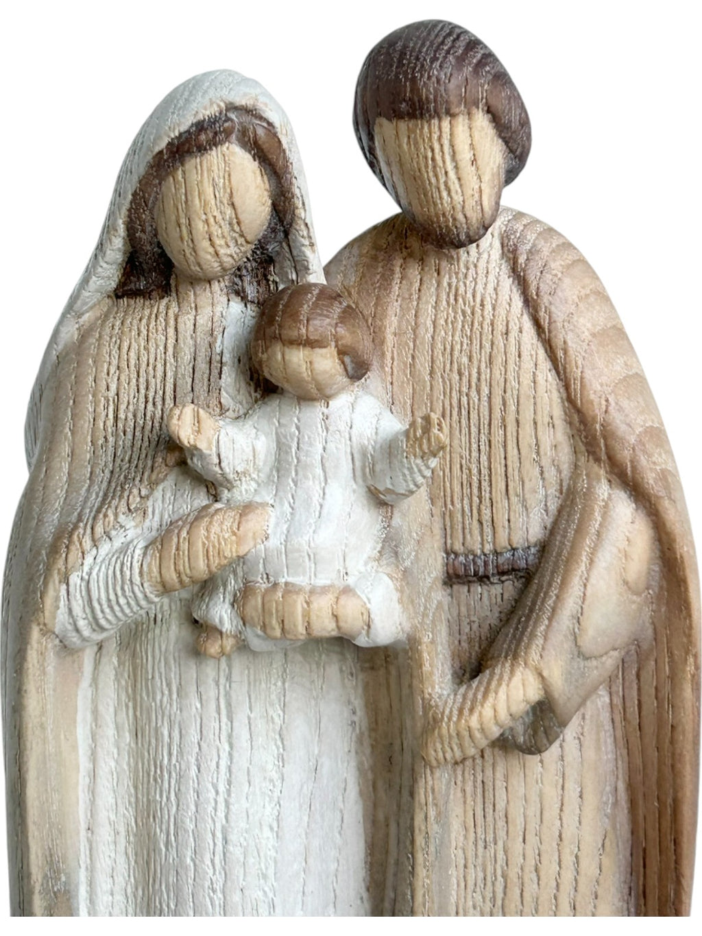 Blockkrippe Heilige Familie aus Holz - mit Ölfarben lasiert