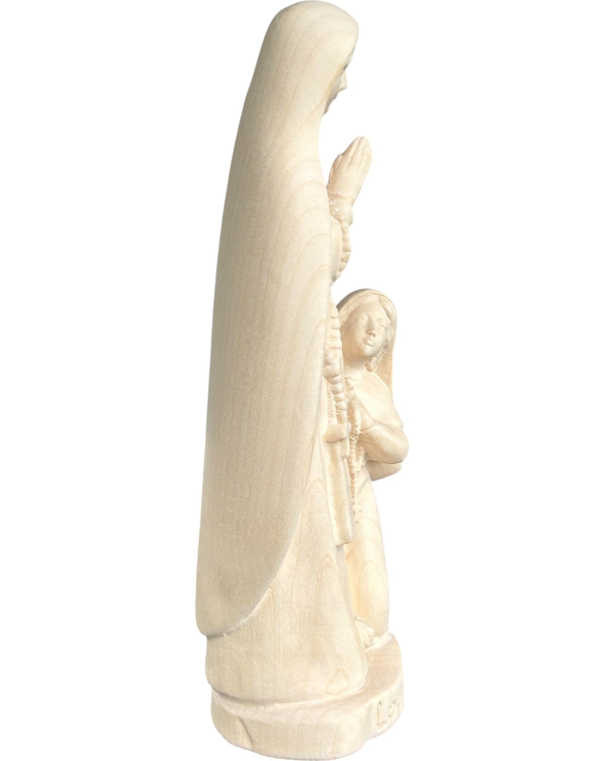 Lourdes Madonna mit Bernadette in Holz - mit Ölfarben lasiert