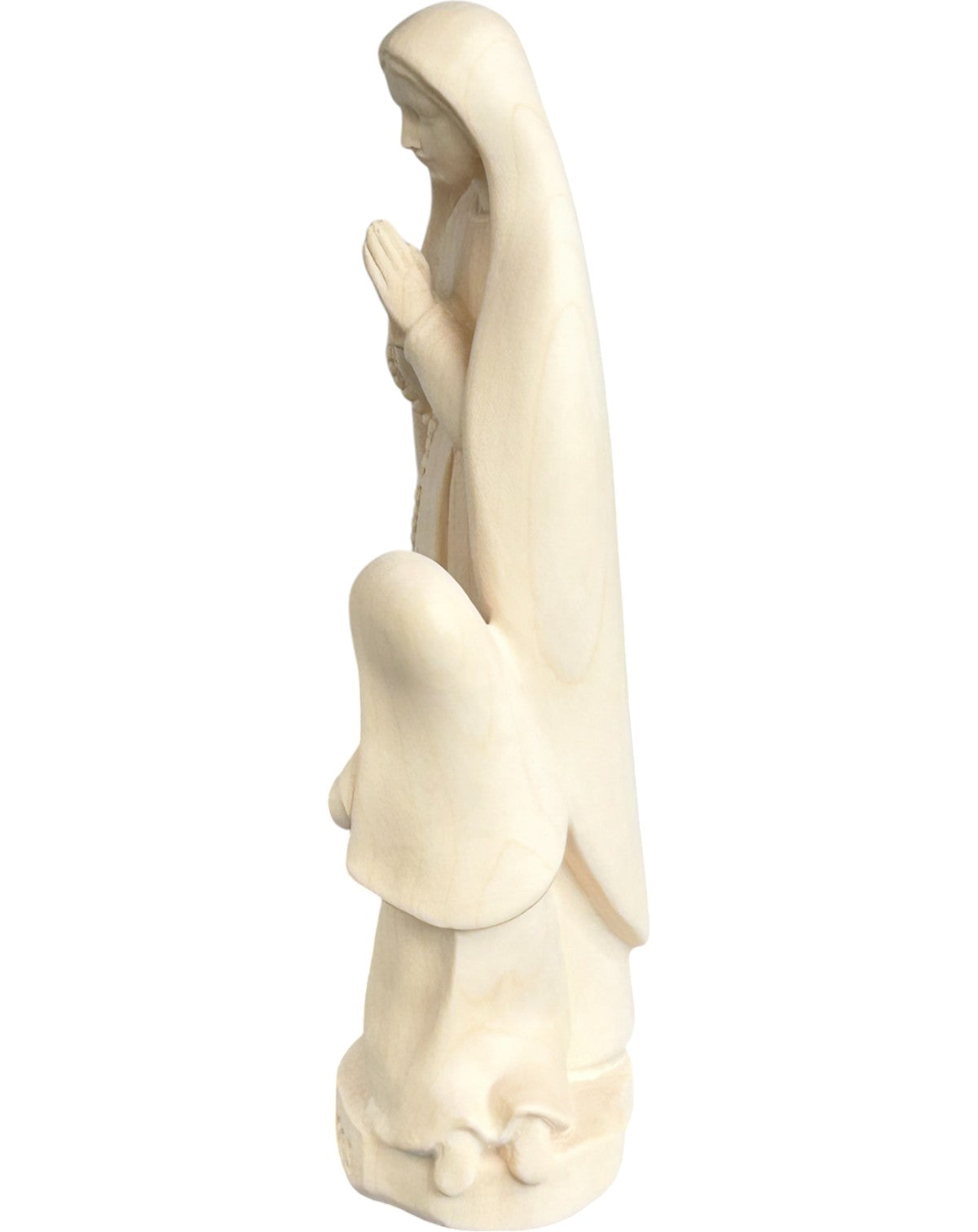 Lourdes Madonna mit Bernadette in Holz - mit Ölfarben lasiert