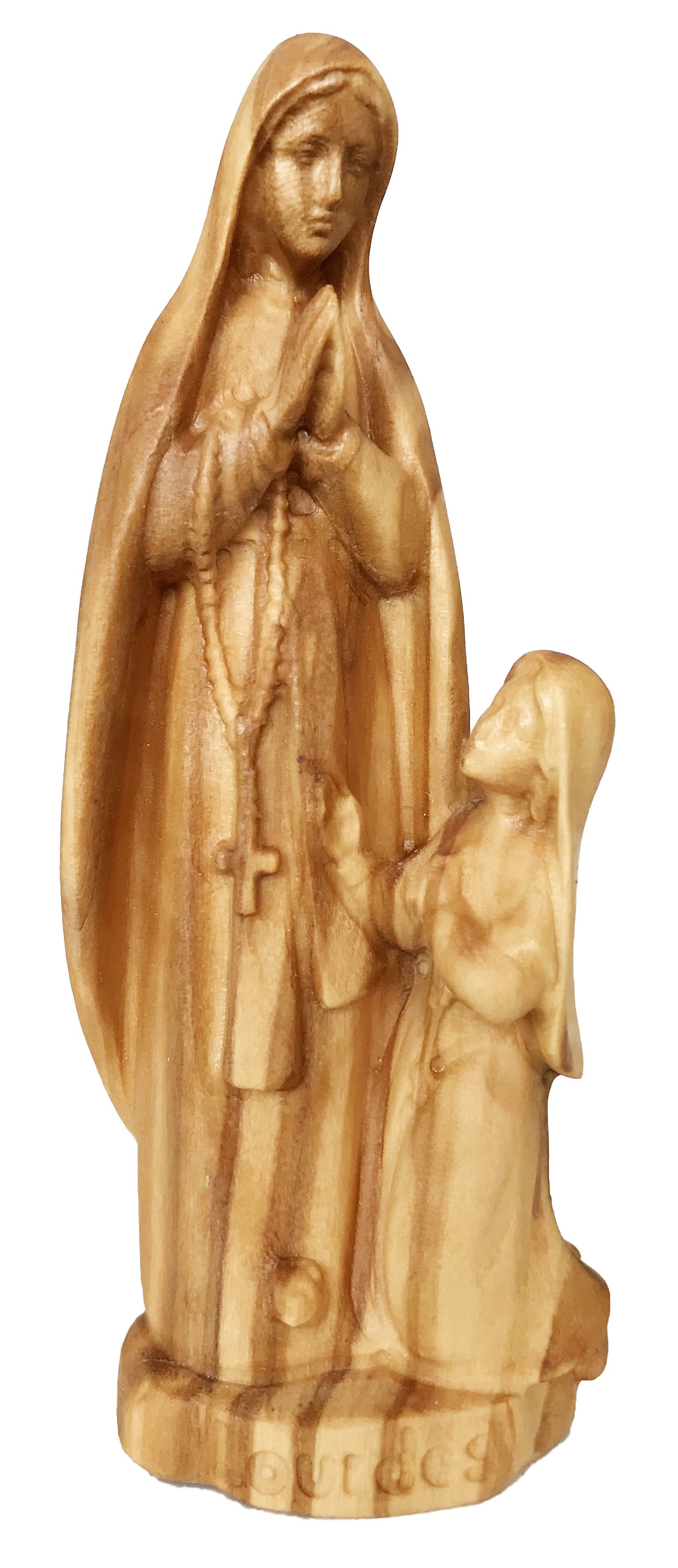 Vierge de Lourdes avec Bernadette statue en bois