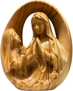 Relief Lourdes Madonna mit Bernadette zum hängen - mit Ölfarben lasiert