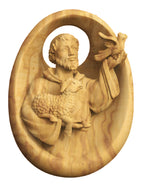 Heiliger Franziskus Relief aus Holz - mit Ölfarben lasiert