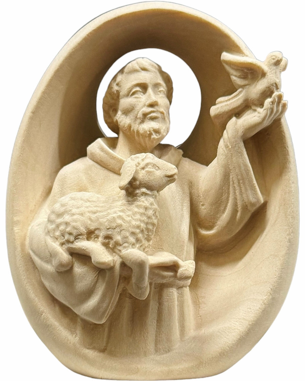 Heiliger Franziskus Relief aus Holz - mit Ölfarben lasiert