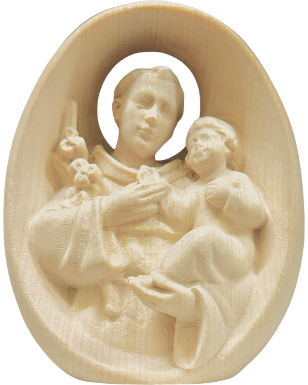 Relief des heiligen Antonius aus Holz - mit Ölfarben lasiert