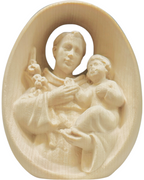 Relief des heiligen Antonius aus Holz - mit Ölfarben lasiert