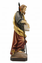 Holzskulptur des heiligen Thomas, handbemalt
