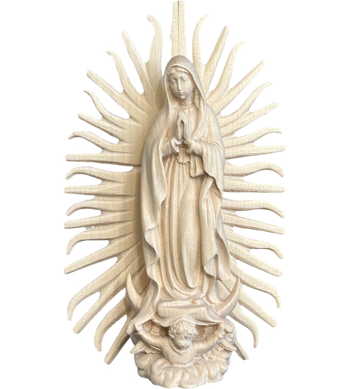 Madonna von Guadalupe aus Holz - mit Ölfarben lasiert