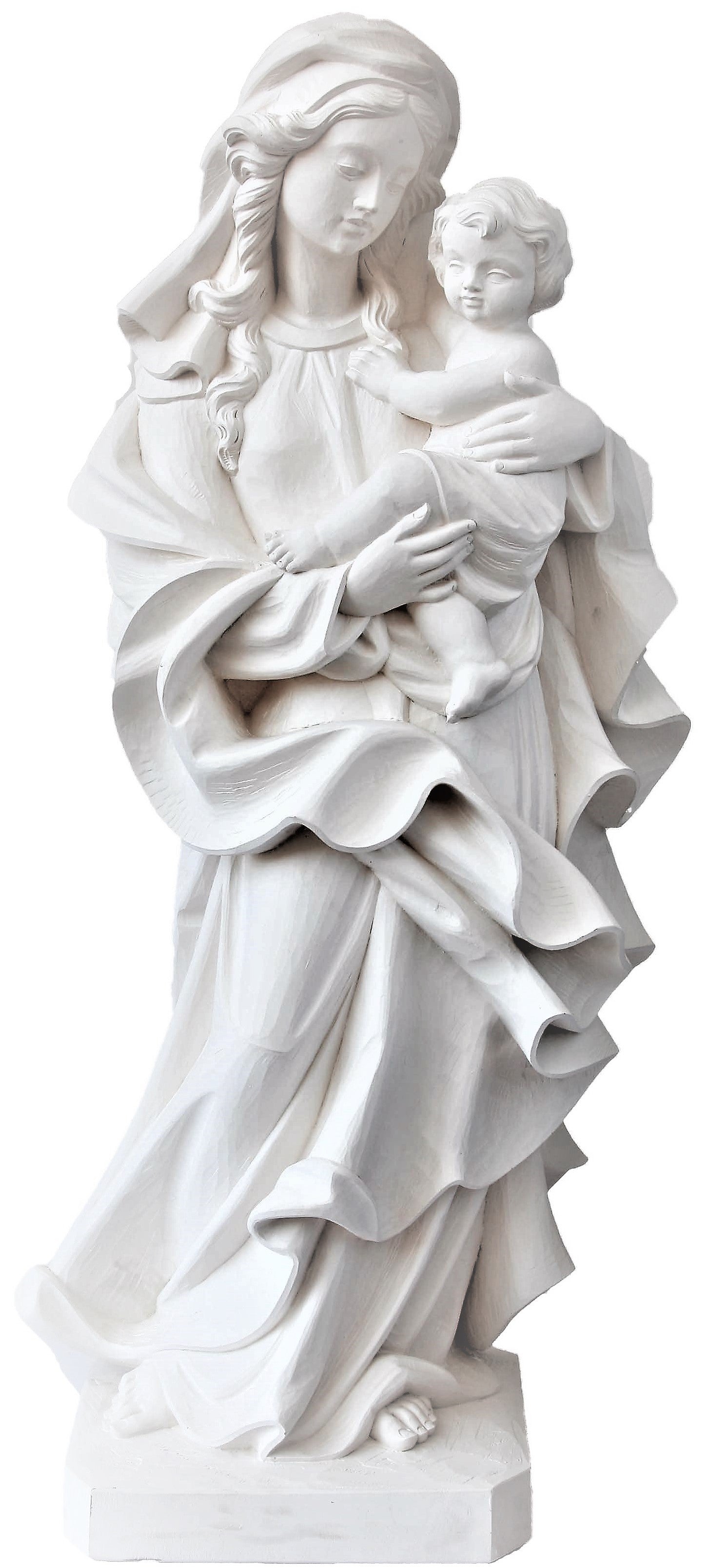 Madonna des Herzes mit Kind aus Kunststoff - mit Ölfarben lasiert