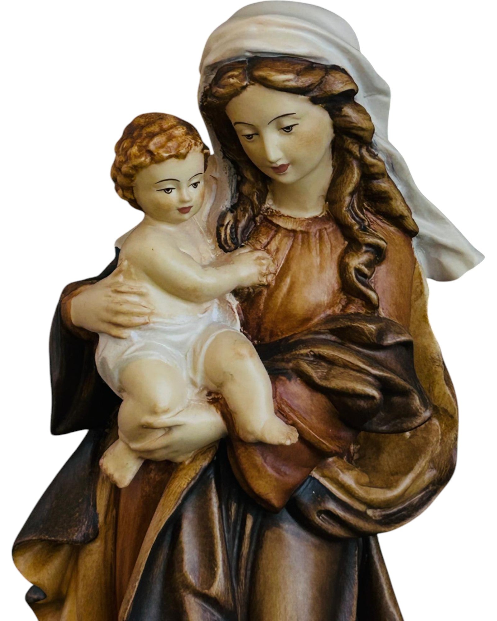 Mutter der Ehrfurcht geschnitzte Holzstatue - mit Ölfarben lasiert