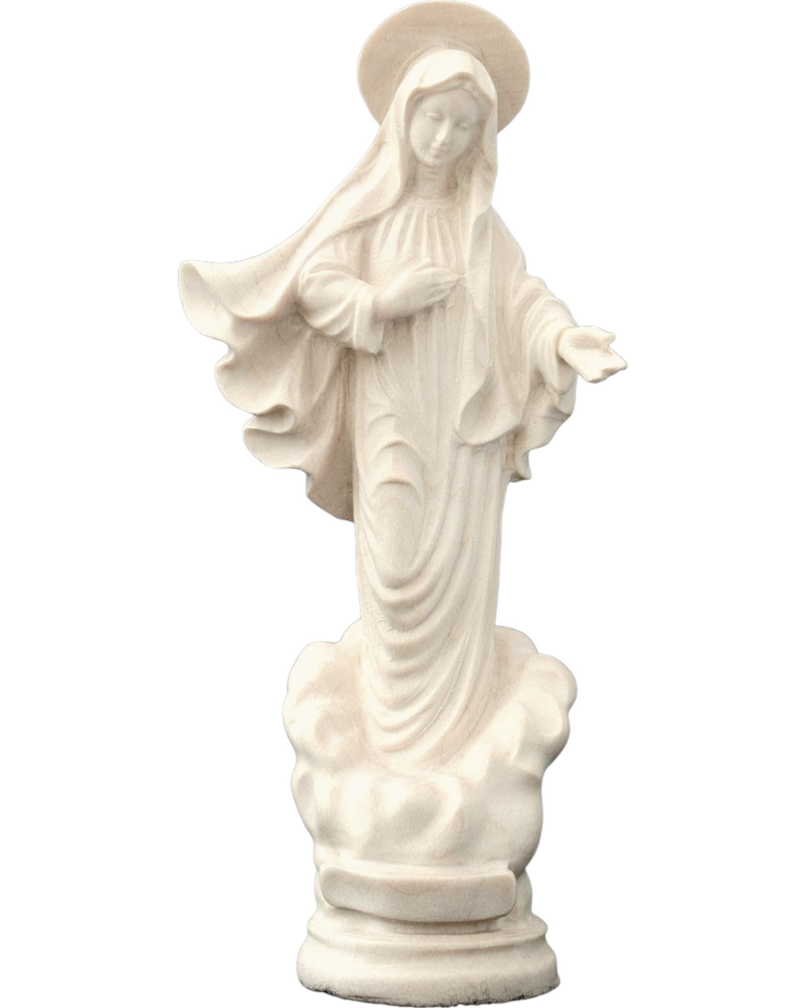 Madonna von Medjugorje Holz Statue - mit Ölfarben lasiert