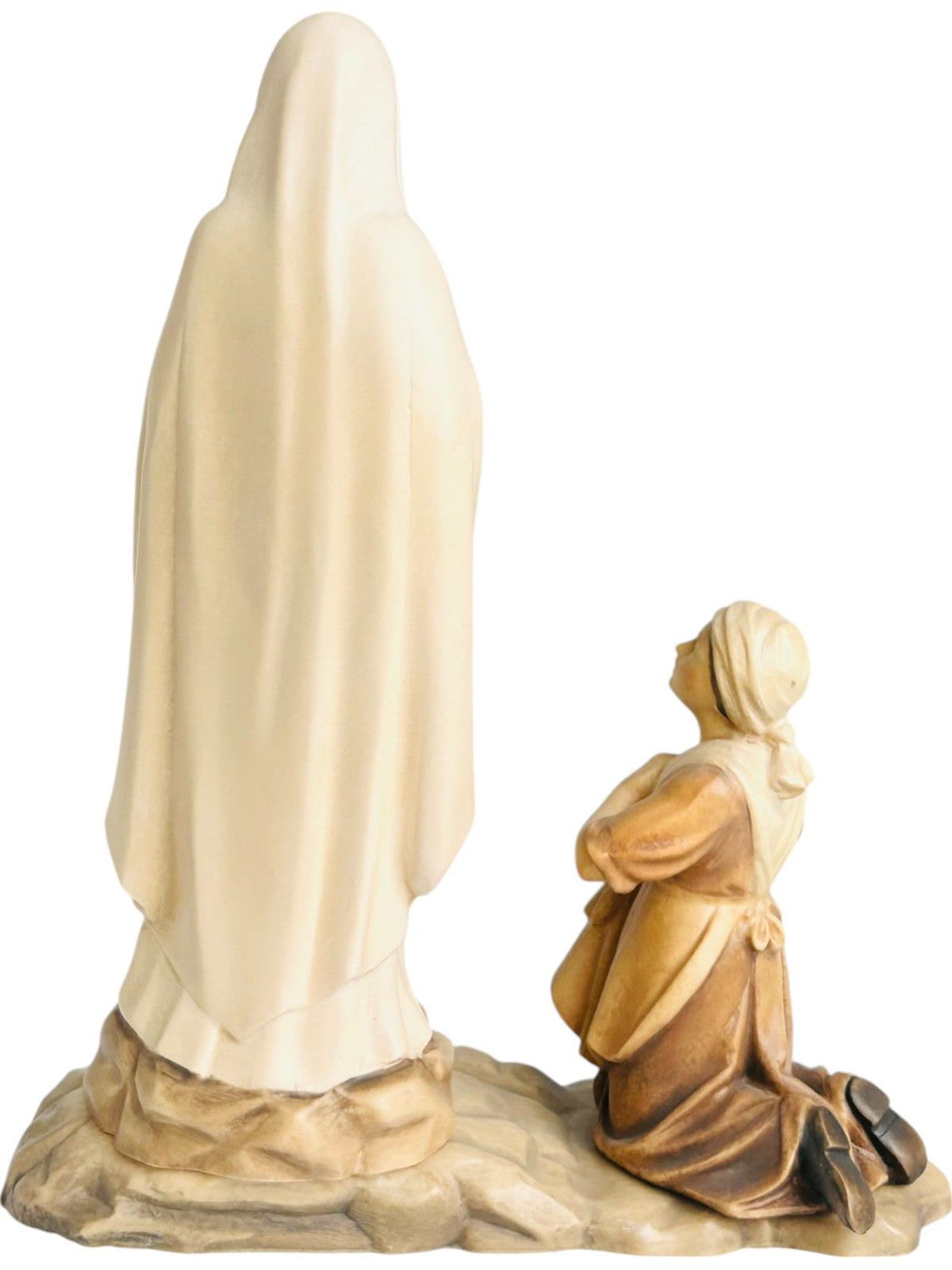 Lourdes Madonna mit Bernadette in einem Block - mit Ölfarben lasiert