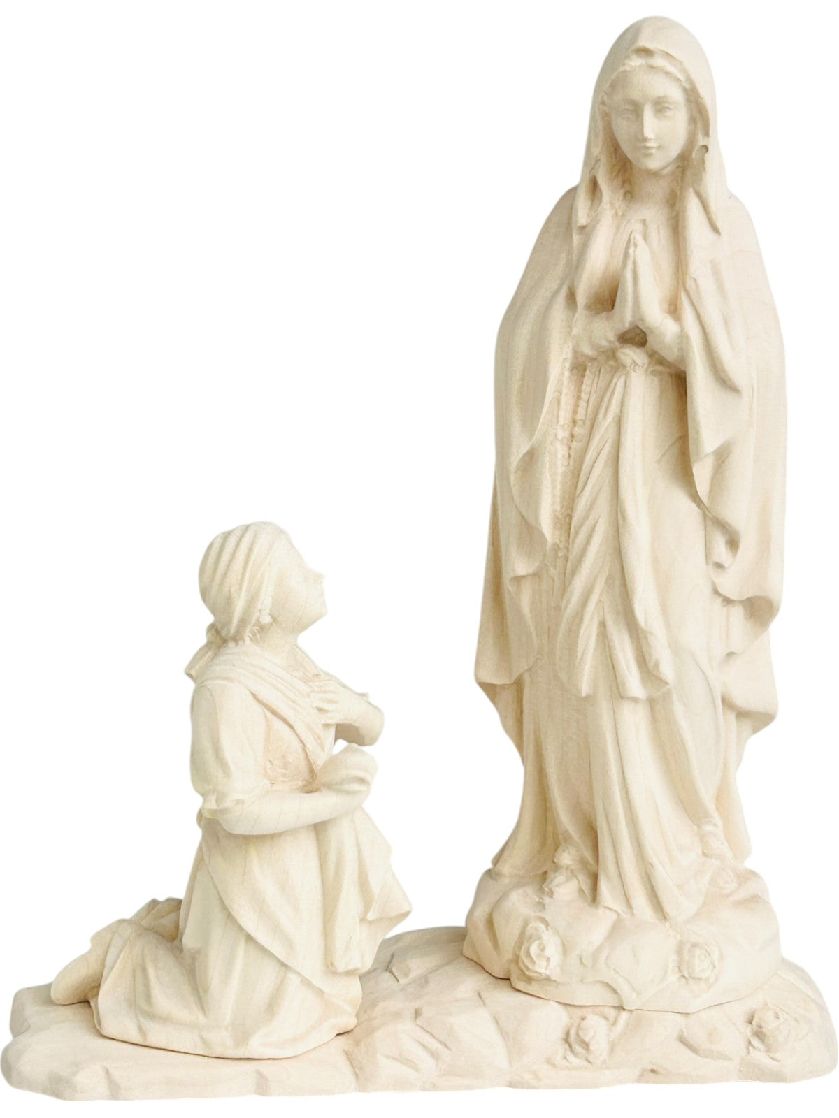 Lourdes Madonna mit Bernadette in einem Block - mit Ölfarben lasiert
